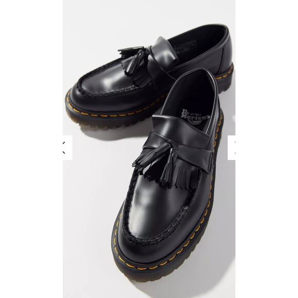Dr. Martens Black Adrian Leather Platform Tassel Loafers Woman's 8 / Men's 7 - Picture 1 of 8